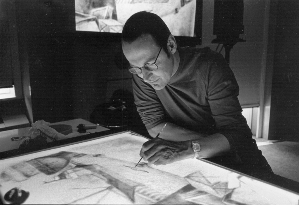 Abi Feijó animando em areia para O Clandestino (2000)